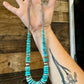 22 inch graduated turquoise necklace with Sterling silver pearls