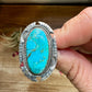 Oval Ring- Size 8- Kingman turquoise ring and sterling silver