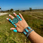 Round Cluster ring- adjustable - Kingman turquoise ring and sterling silver