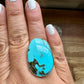 Oval Ring- adjustable- Kingman turquoise ring and sterling silver