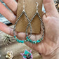 3 mm Navajos earrings teardrop with real turquoise nuggets