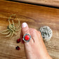 Ring size 9 - red spiny and sterling silver