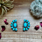 Big Cluster earrings stud - sterling silver and turquoise