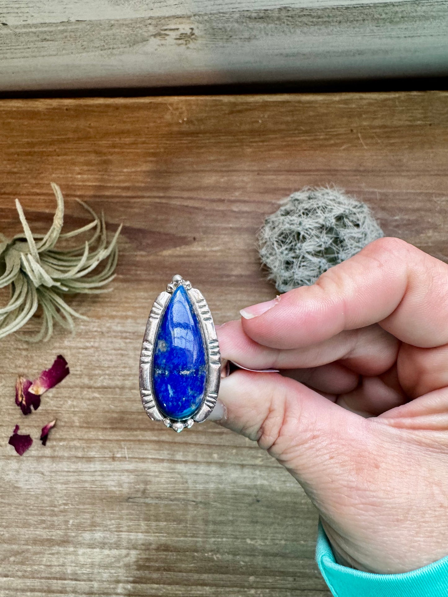 Lapis ring  -adjustable - Lapis and sterling silver