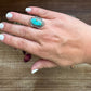 Oval Ring- Size 7 -Kingman turquoise ring and sterling silver