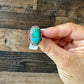 Oval Ring- Size 7 -Kingman turquoise ring and sterling silver