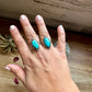 Ring size 7 & 8- long kingman turquoise and sterling silver