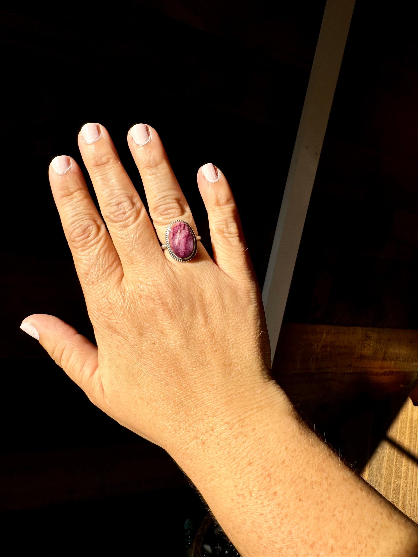 Ring size 7 - purple spiny and sterling silver