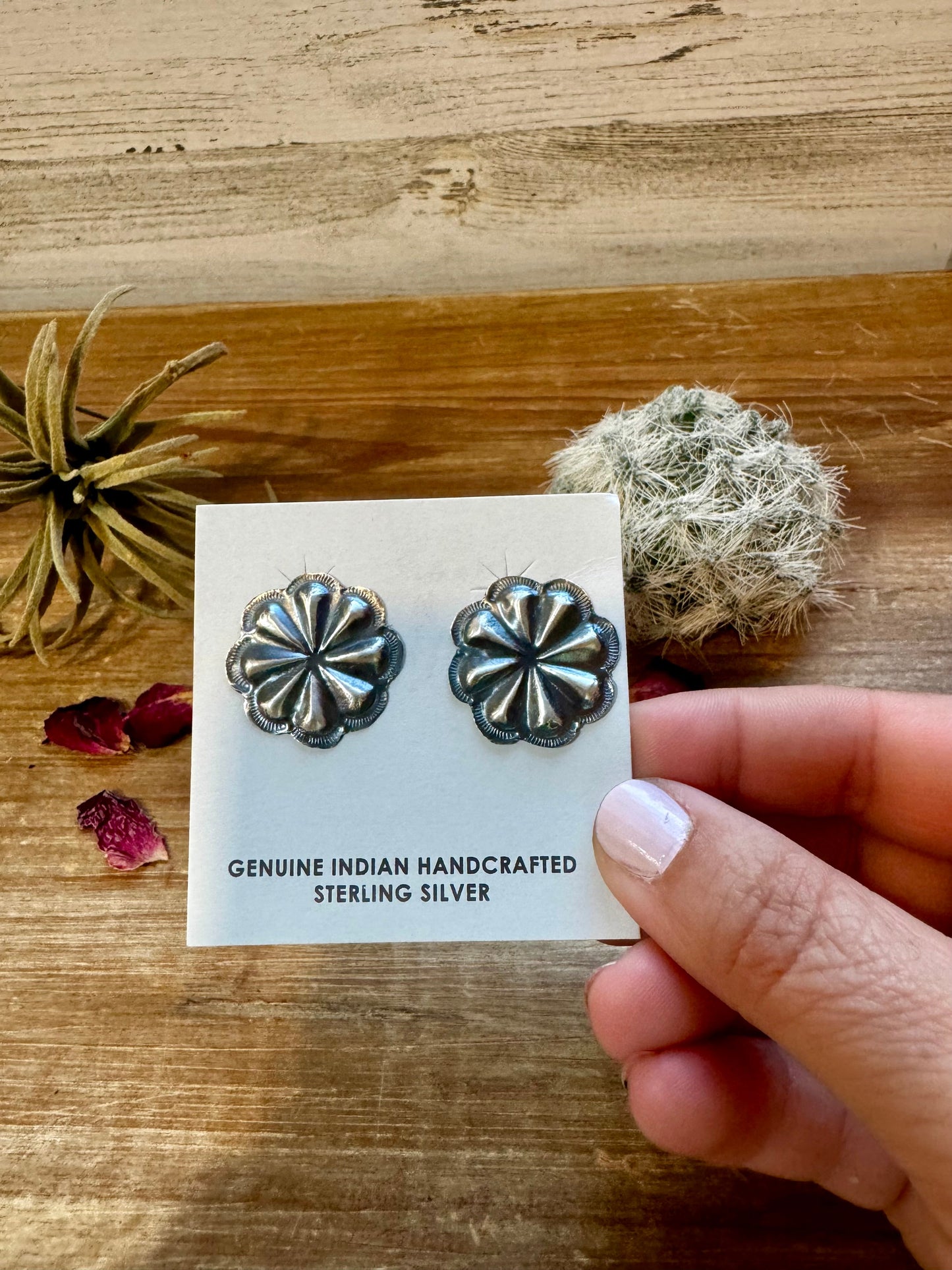 Round Sterling silver stud earrings