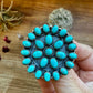 Round Cluster ring- adjustable - Kingman turquoise ring and sterling silver