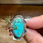 Oval Ring- Size 7 -Kingman turquoise ring and sterling silver