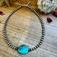 16 inch 6 mm Sterling Silver Pearls necklace and oval turquoise