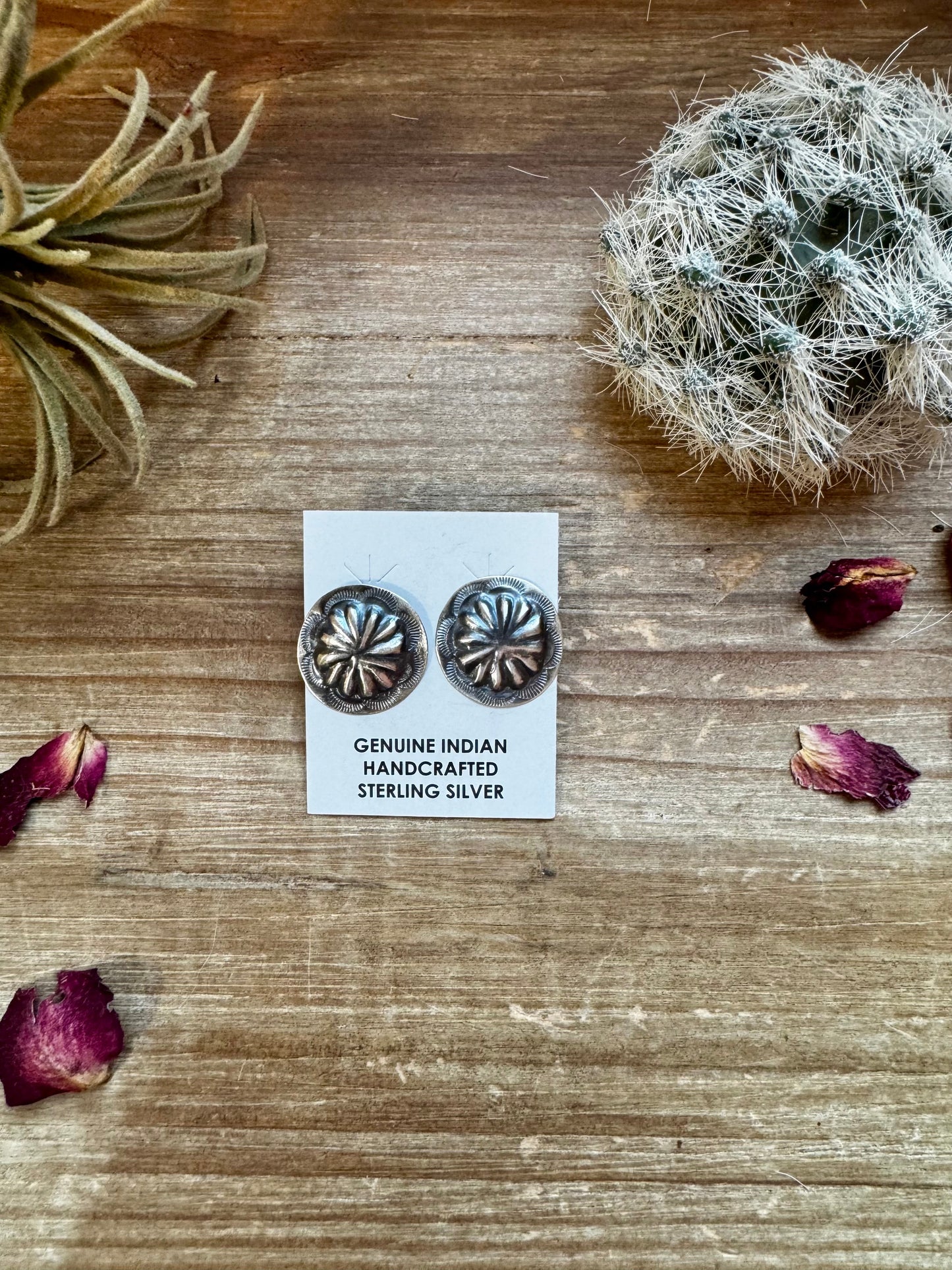 Round Sterling silver stud earrings