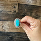 Oval Ring- Size 8- Kingman turquoise ring and sterling silver