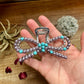 Pearl and turquoise magnesite bead bow hair clips