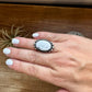 Oval ring - Adjustable- White Buffalo Ring & sterling silver