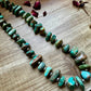 22 inch sterling silver pearls necklace with chunky turquoise