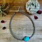 16 inch 6 mm Sterling Silver Pearls necklace and oval turquoise