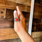 Ring size 9 - red spiny and sterling silver