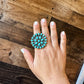 Round Cluster ring- adjustable - Kingman turquoise ring and sterling silver