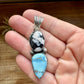 2 stone Pendant - Golden Hill turquoise, White Buffalo & Sterling Silver - option 2