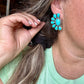 Big Cluster earrings stud - sterling silver and turquoise