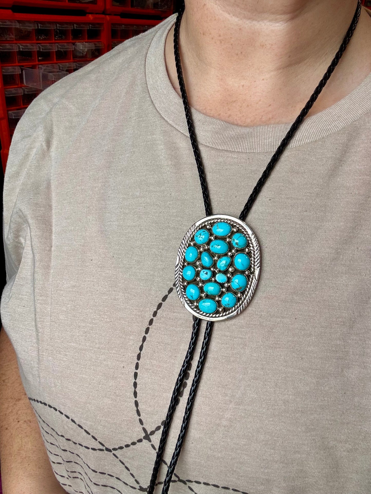 Kingman Turquoise Bolo with  Sterling silver