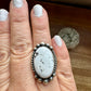 Oval ring - Adjustable- White Buffalo Ring & sterling silver