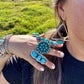 Round Cluster ring- adjustable - Kingman turquoise ring and sterling silver