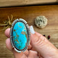 Big oval Ring- adjustable- Kingman turquoise ring and sterling silver