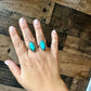 Ring size 7 & 8- long kingman turquoise and sterling silver