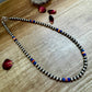 18 inch 6 mm Sterling Silver Pearls necklace lapis and spiny