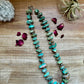 22 inch sterling silver pearls necklace with chunky turquoise