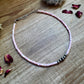 Pink shell heishi choker with Sterling Silver Pearls