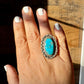 Oval Ring- adjustable- Kingman turquoise ring and sterling silver