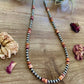 18 Inch 5 mm Sterling Silver Pearls necklace with orange/red spiny rondelle