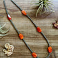 24 inch sterling silver pearls necklace with orange spiny