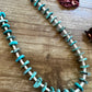 26 inch long blue disk turquoise necklace