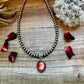 Oval Pendant - sterling silver with orange spiny