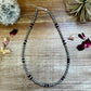 18 Inch 5 mm Sterling Silver Pearls necklace with purple spiny rondelle and wampum shell