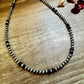 18 Inch 5 mm Sterling Silver Pearls necklace with purple spiny rondelle and wampum shell
