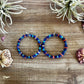 Lapis hoop earrings with spiny oyster and turquoise