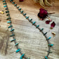 24 inch sterling silver pearls necklace with turquoise