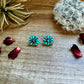 Flower Stud Blue Turquoise Earrings
