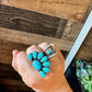 Ring - adjustable turquoise ring and sterling silver