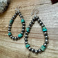 Real turquoise and 6 mm Sterling silver pearls teardrop earrings