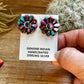 Mixed pink dahlia and purple Mohave flower stud earrings