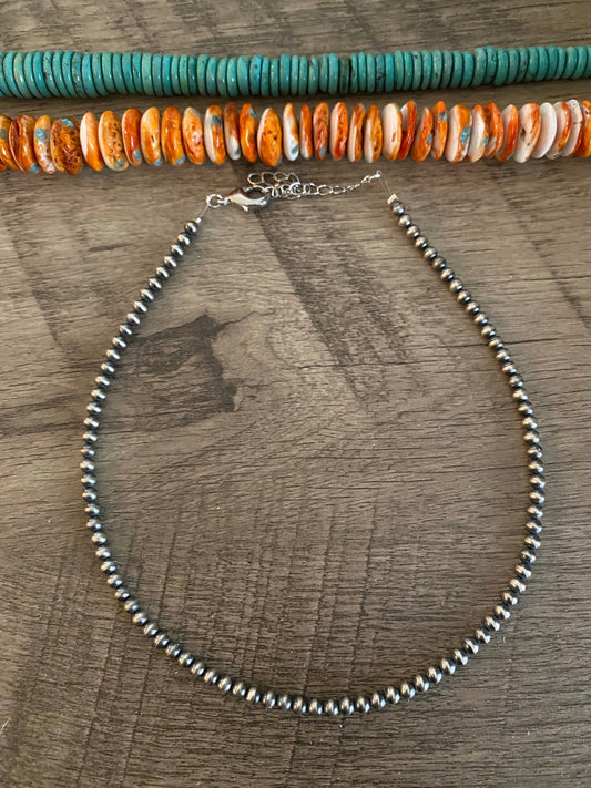 Real Sterling Silver Pearls Choker - 14 inches