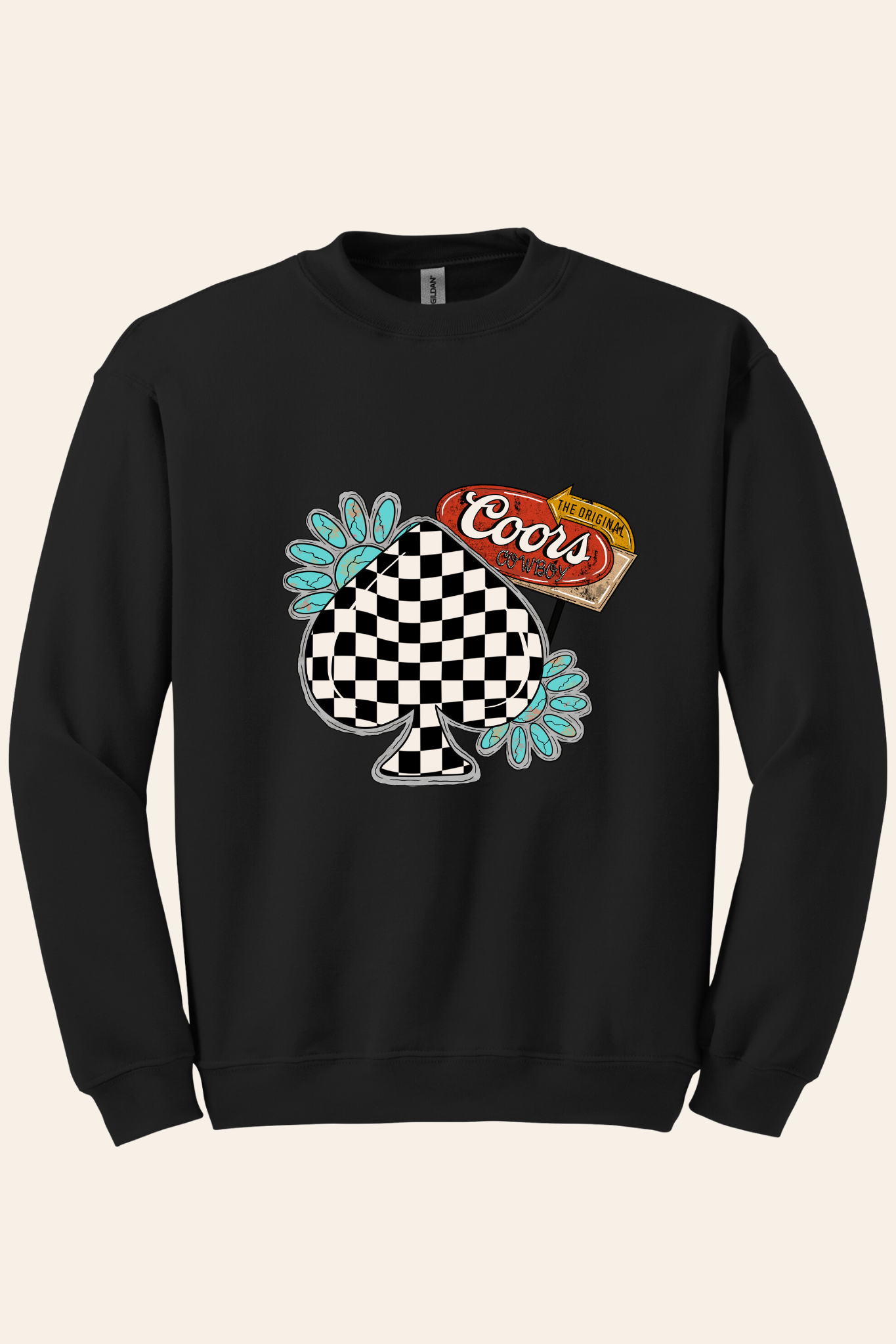 Checkered Spade Vintage Sign Crewneck