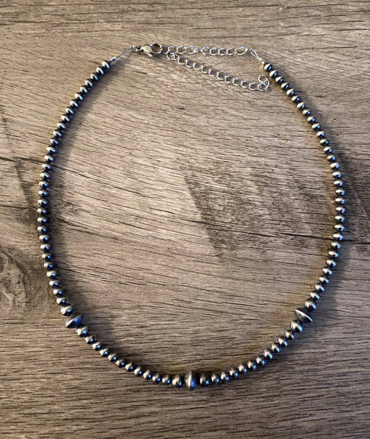 4 mm navajo pearl chokers necklace: Silver but 3 Size